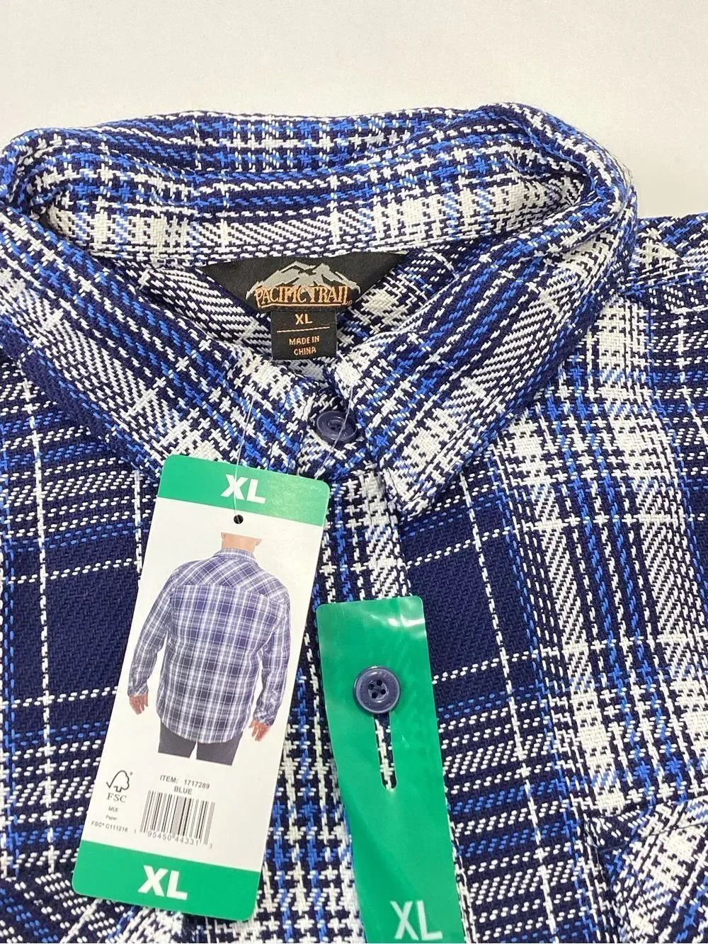 Pacific Trail Men's Blue Plaid Button-Up Shirt Shacket XL NWT Cotton - Picture 3 of 7